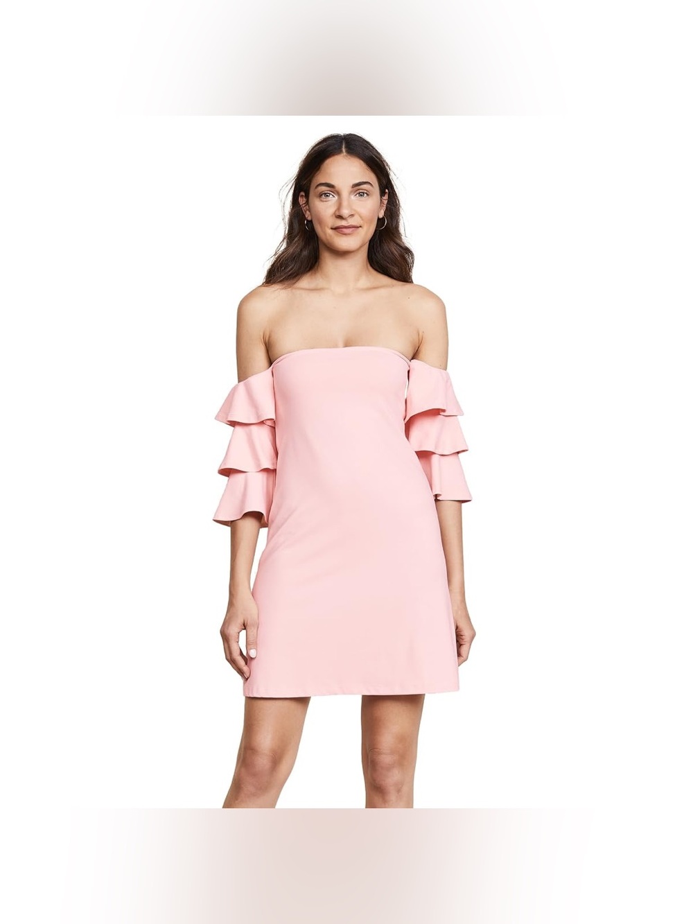 Susana Monaco Women's Ruffle Sleeve A-LINE Dress, Pink Sand, M